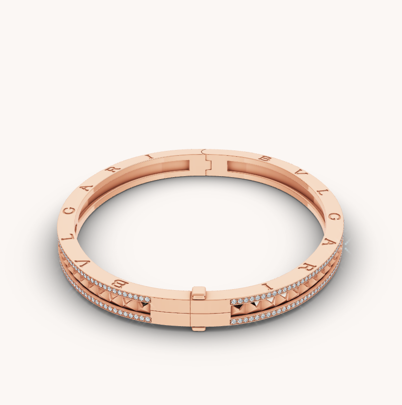 [⭐Veya]ZERO 1 SPIRAL AND PAVED DIAMOND PINK GOLD BRACELET