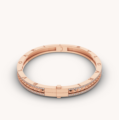 [⭐Miroze]ZERO 1 SPIRAL AND PAVED DIAMOND PINK GOLD BRACELET