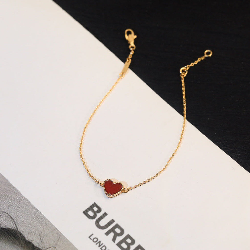 ⭐Miroze HEART-SHAPED  CARNELIAN SINGLE FLOWER BRACELET
