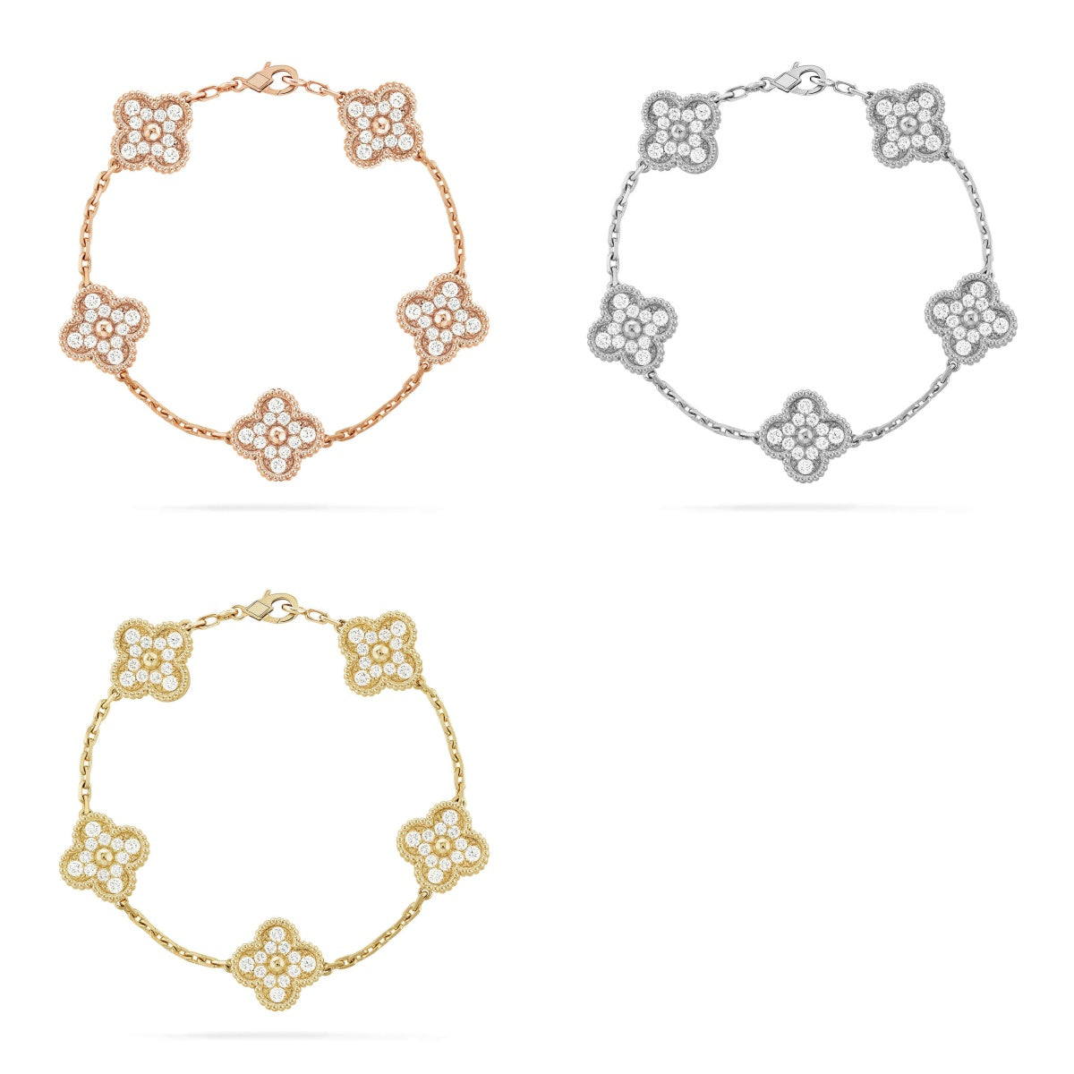 [⭐Miroze ] New  CLOVER 5 MOTIF FULL DIAMOND BRACELET COLLECTION