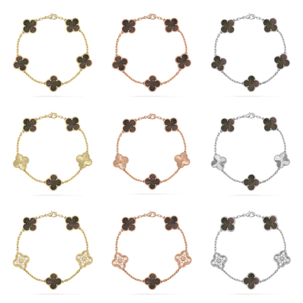 [⭐Miroze ]New CLOVER 5 MOTIF GRAY MOP BRACELET COLLECTION