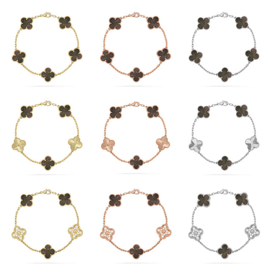 [[⭐DORISW] ]New CLOVER 5 MOTIF GRAY MOP BRACELET COLLECTION
