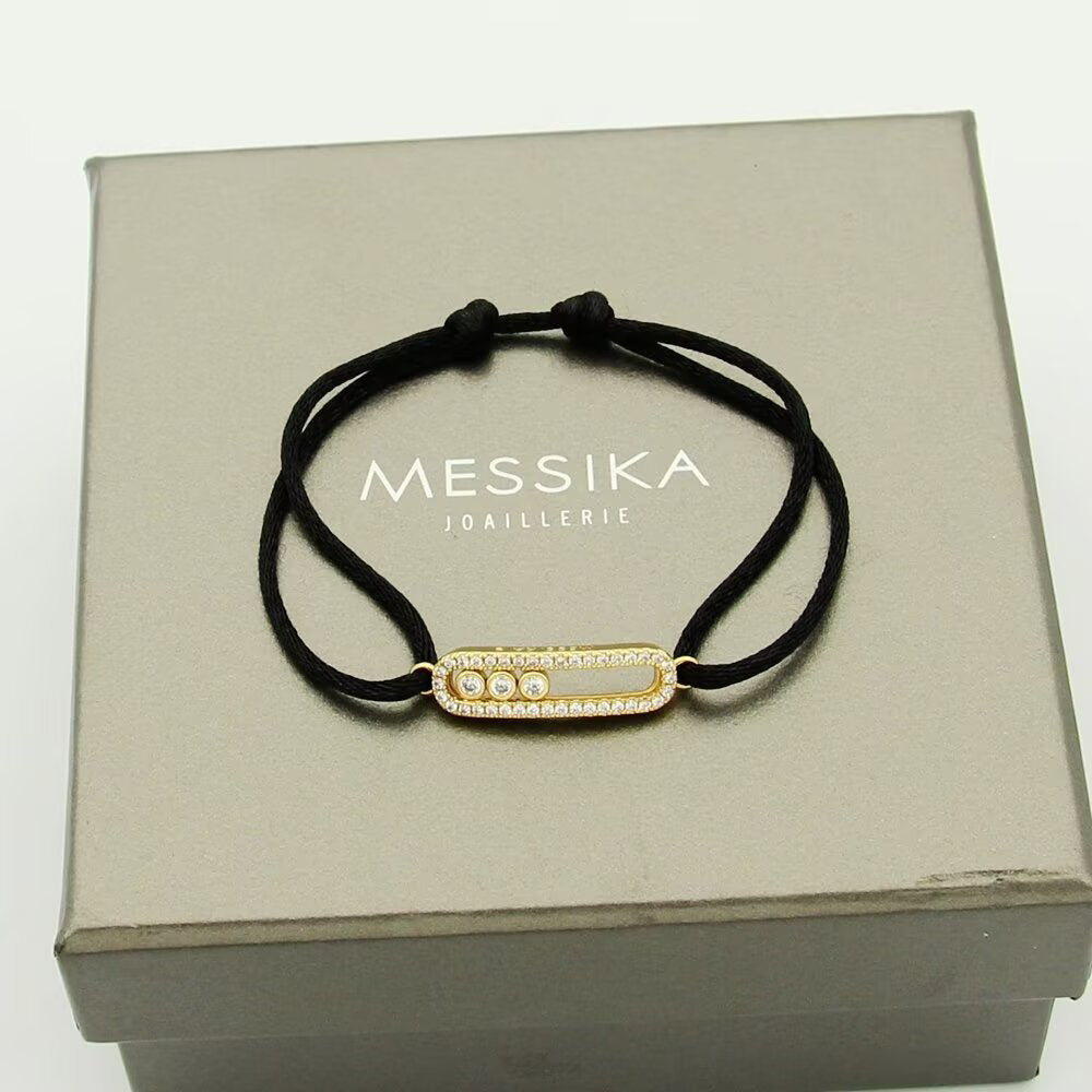 [⭐Miroze]Messika Care(s) pink cord pavé bracelet