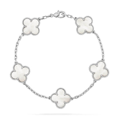 [⭐Miroze]CLOVER WHITE PEARL MOP 5 MOTIF BRACELET COLLECTION