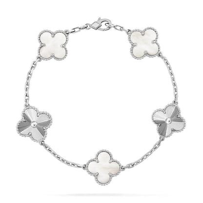 [⭐Miroze]CLOVER WHITE PEARL MOP 5 MOTIF BRACELET COLLECTION