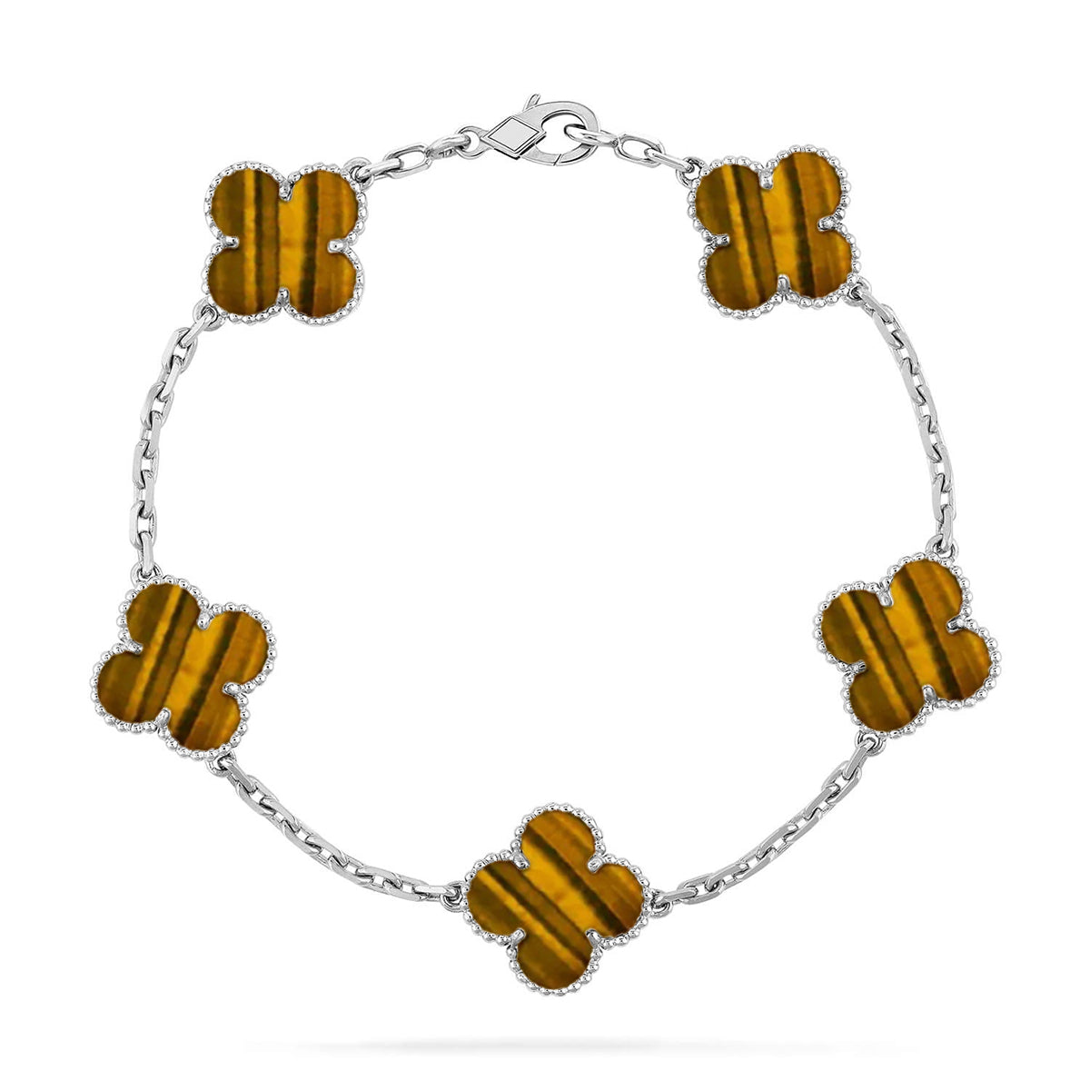 [⭐Miroze ]New  CLOVER 5 MOTIFS TIGER EYE BRACELET COLLECTION