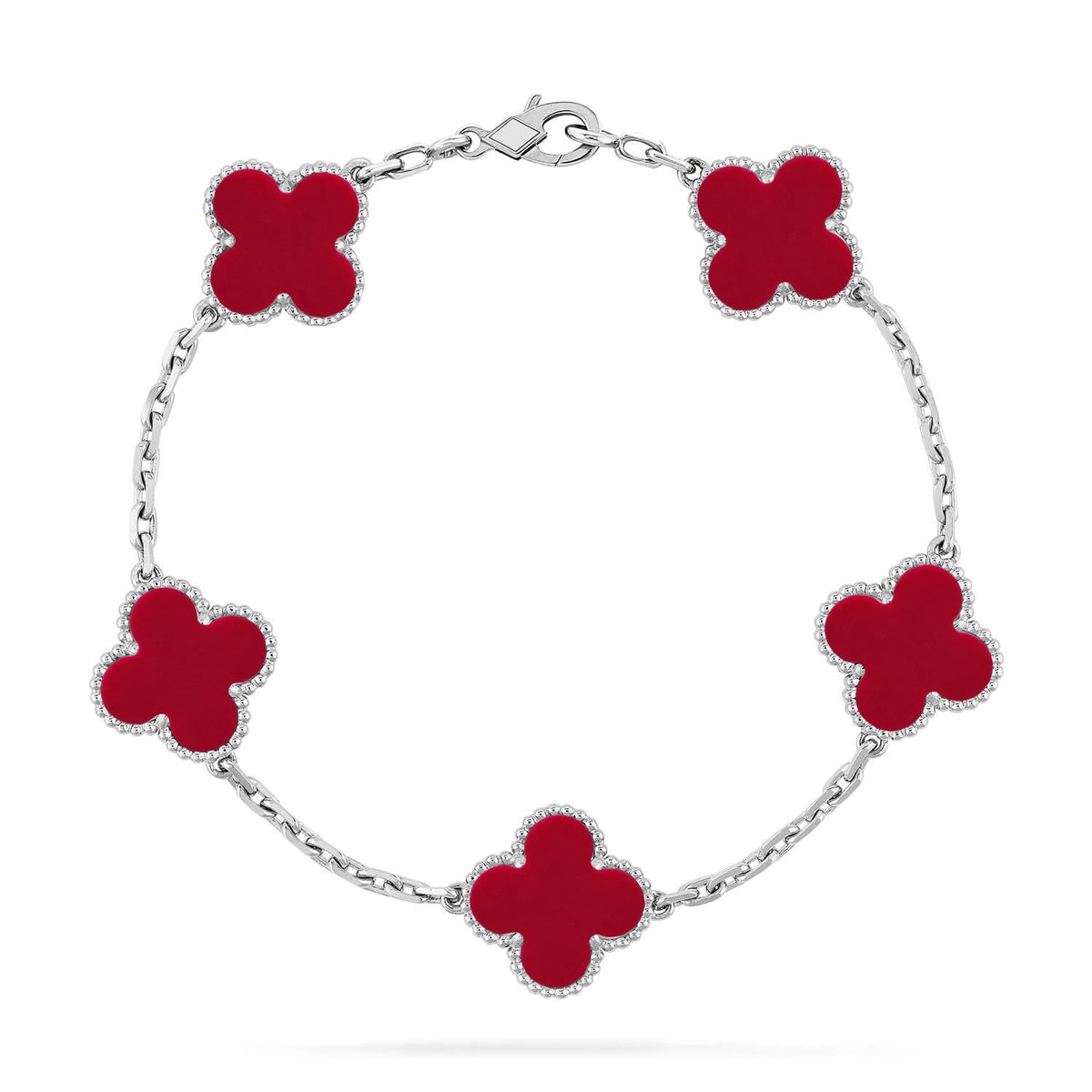 [⭐Miroze] CLOVER 5 MOTIF RED CORNELIAN BRACELET COLLECTION
