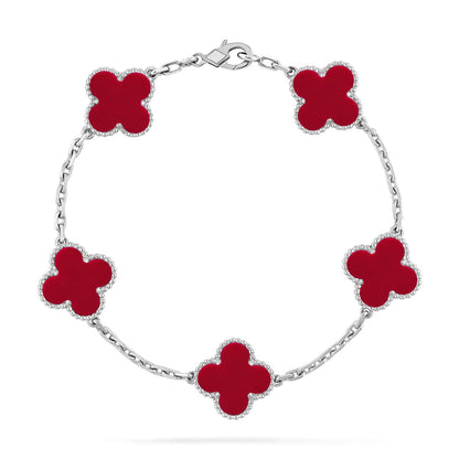 [⭐Miroze] CLOVER 5 MOTIF RED CORNELIAN BRACELET COLLECTION