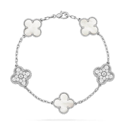 [⭐Miroze]CLOVER WHITE PEARL MOP 5 MOTIF BRACELET COLLECTION