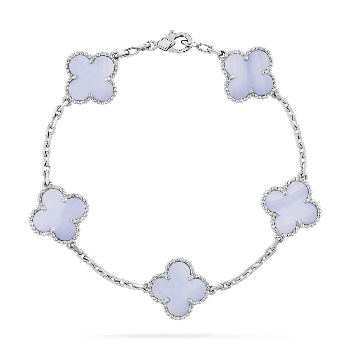 [⭐Miroze] CLOVER 5 MOTIF PURPLE CHALCEDONY BRACELET COLLECTION