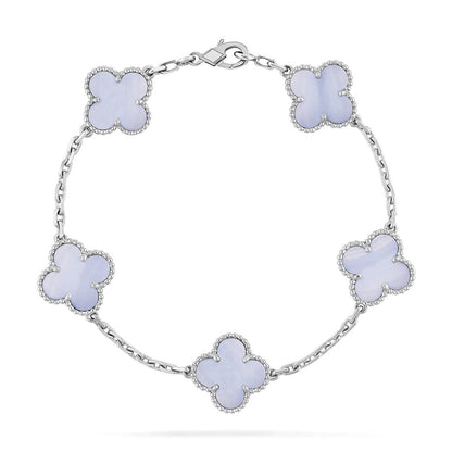 [⭐Miroze] CLOVER 5 MOTIF PURPLE CHALCEDONY BRACELET COLLECTION