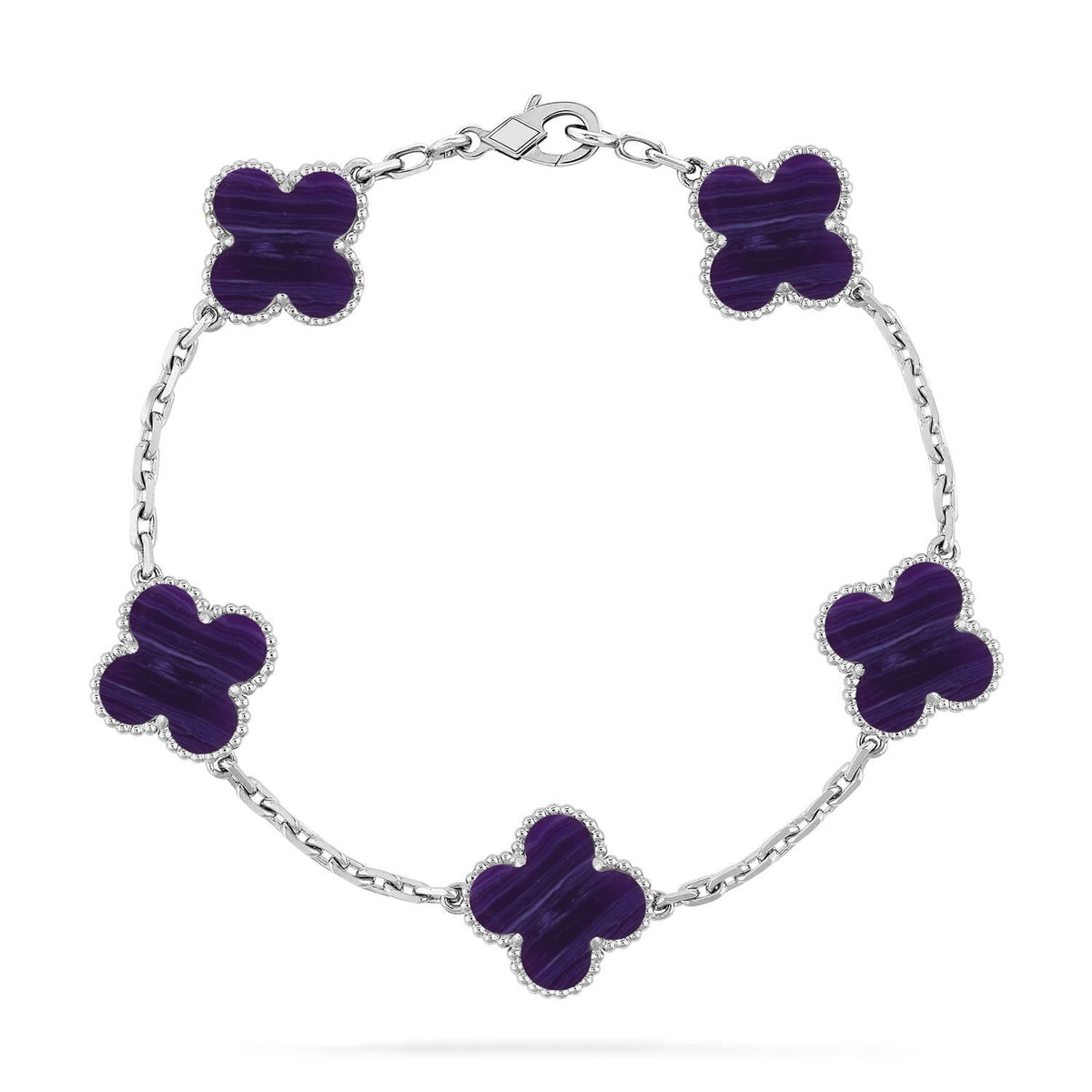 [⭐Miroze]CLOVER 5 MOTIF PURPLE STRIPES BRACELET COLLECTION
