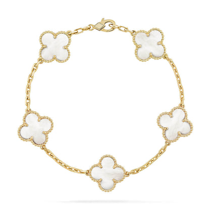 [⭐Miroze]CLOVER WHITE PEARL MOP 5 MOTIF BRACELET COLLECTION