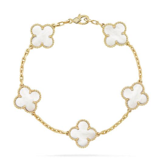 [⭐Miroze]CLOVER WHITE PEARL MOP 5 MOTIF BRACELET COLLECTION