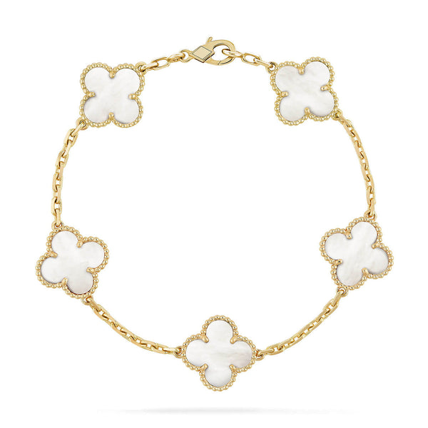 [⭐Miroze]CLOVER WHITE PEARL MOP 5 MOTIF BRACELET COLLECTION