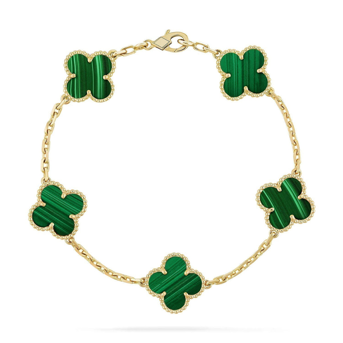 [⭐Miroze ]New  CLOVER 5 MOTIF MALACHITE BRACELET COLLECTION