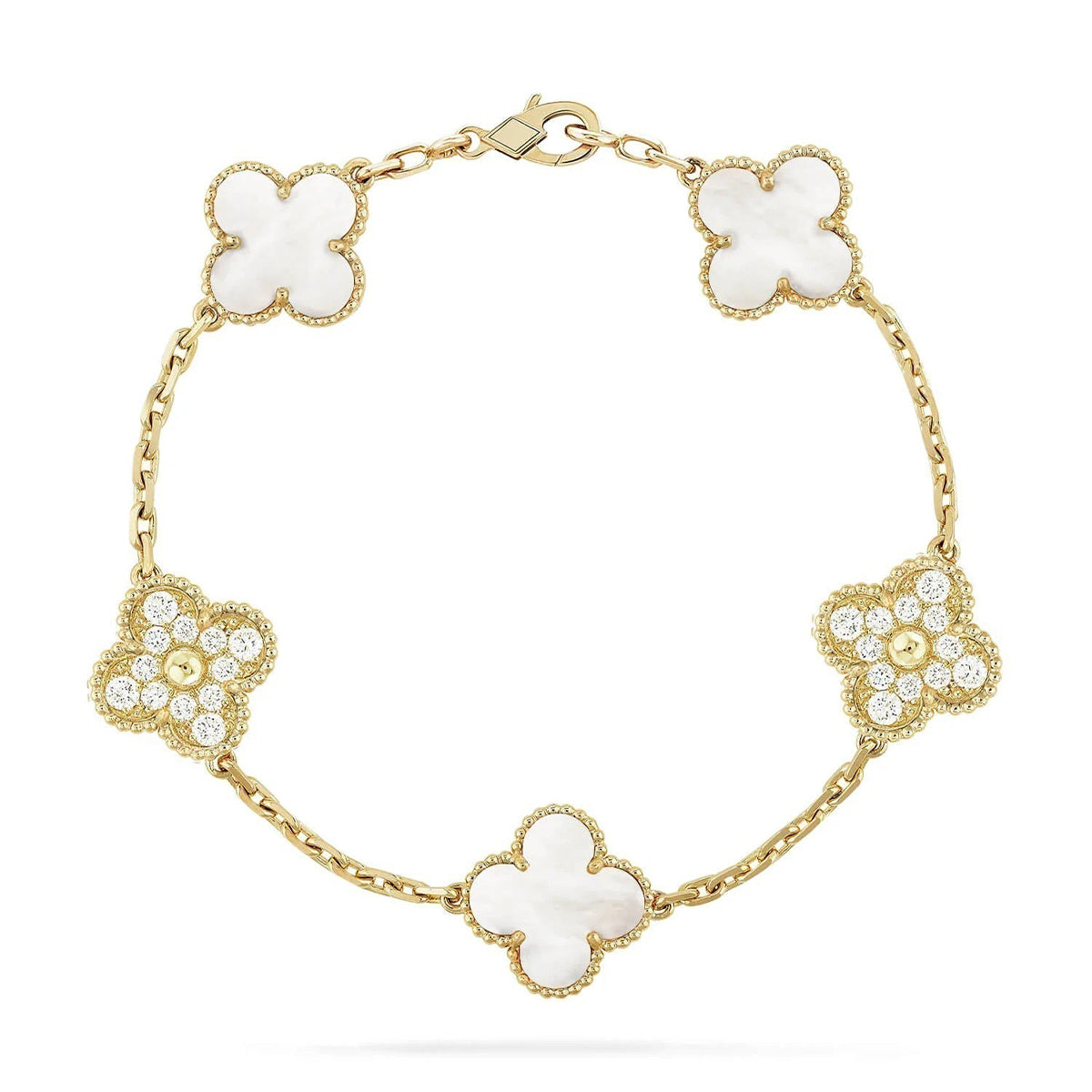 [⭐Miroze]CLOVER WHITE PEARL MOP 5 MOTIF BRACELET COLLECTION