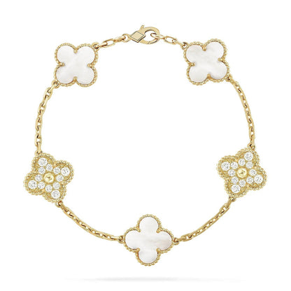 [⭐Miroze]CLOVER WHITE PEARL MOP 5 MOTIF BRACELET COLLECTION