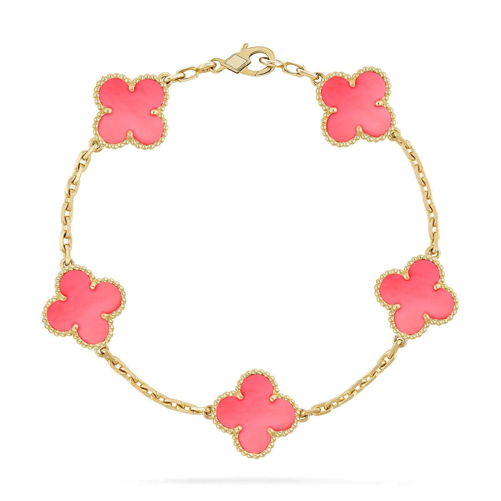 [⭐Miroze ]New  CLOVER 5 MOTIFS  PINK MOP BRACELET COLLECTION