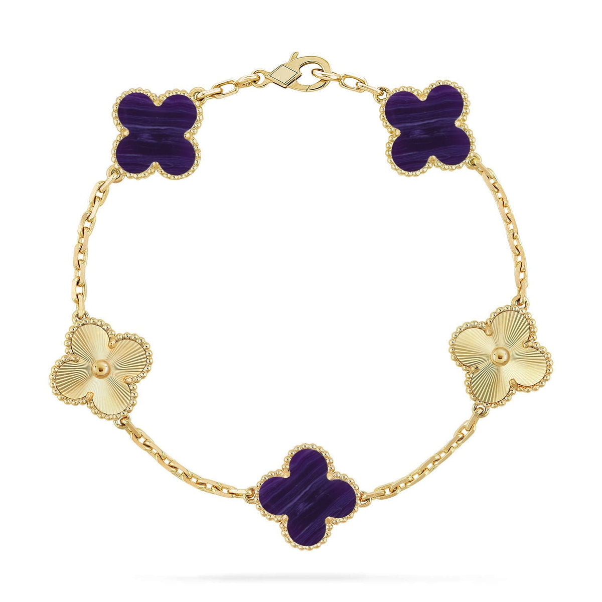 [⭐Miroze ]New CLOVER 5 MOTIF PURPLE STRIPES BRACELET COLLECTION