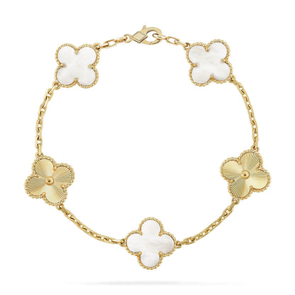 [⭐Miroze]CLOVER WHITE PEARL MOP 5 MOTIF BRACELET COLLECTION