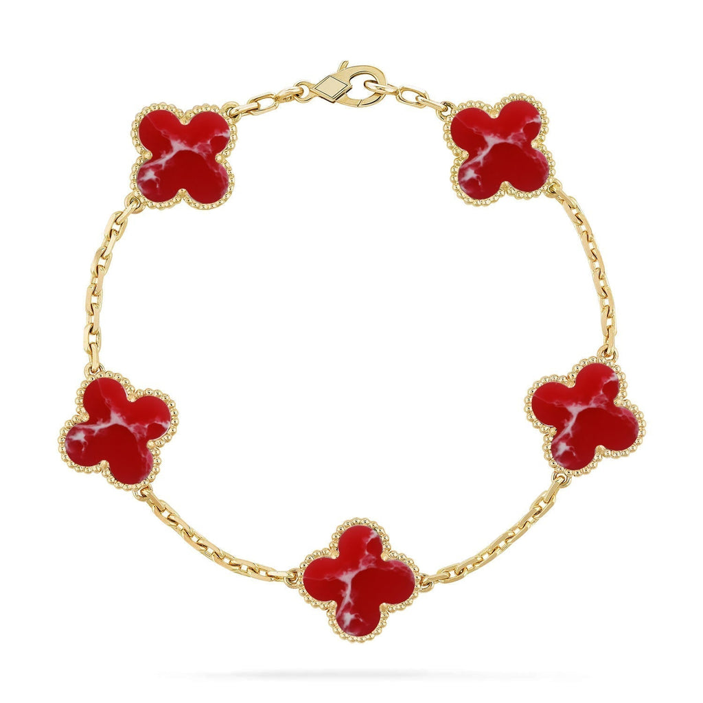[⭐Miroze ]New CLOVER 5 MOTIF RED PATTERN BRACELET COLLECTION