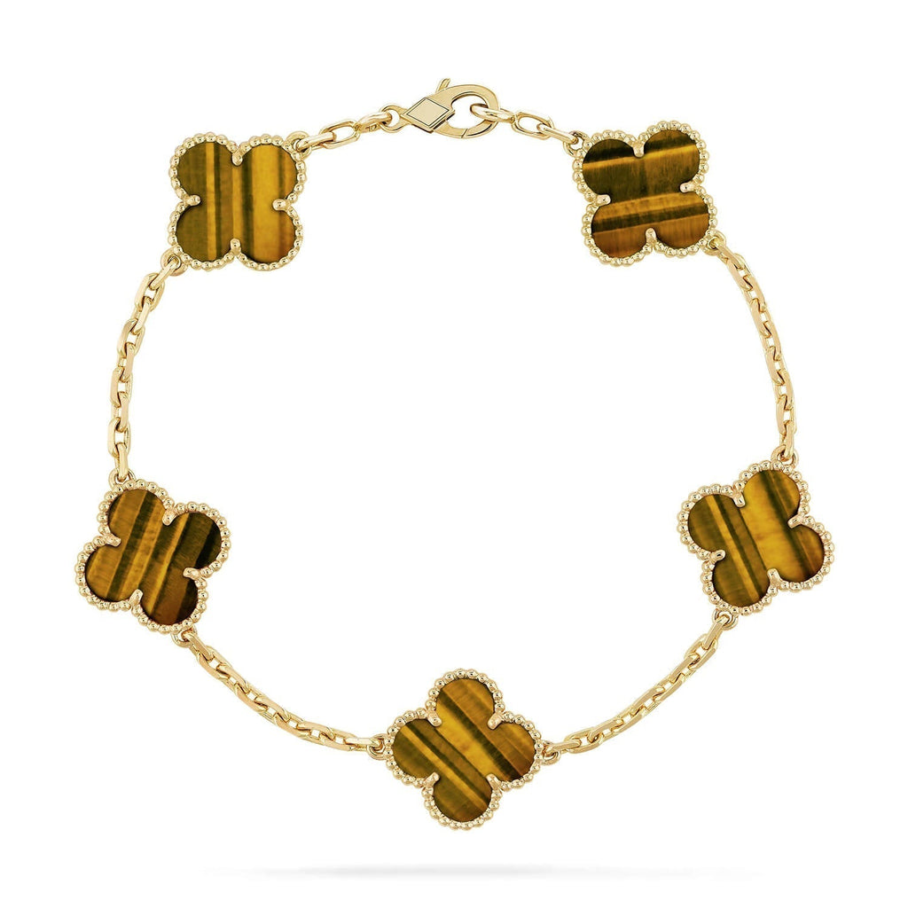 [⭐Miroze ]New  CLOVER 5 MOTIFS TIGER EYE BRACELET COLLECTION
