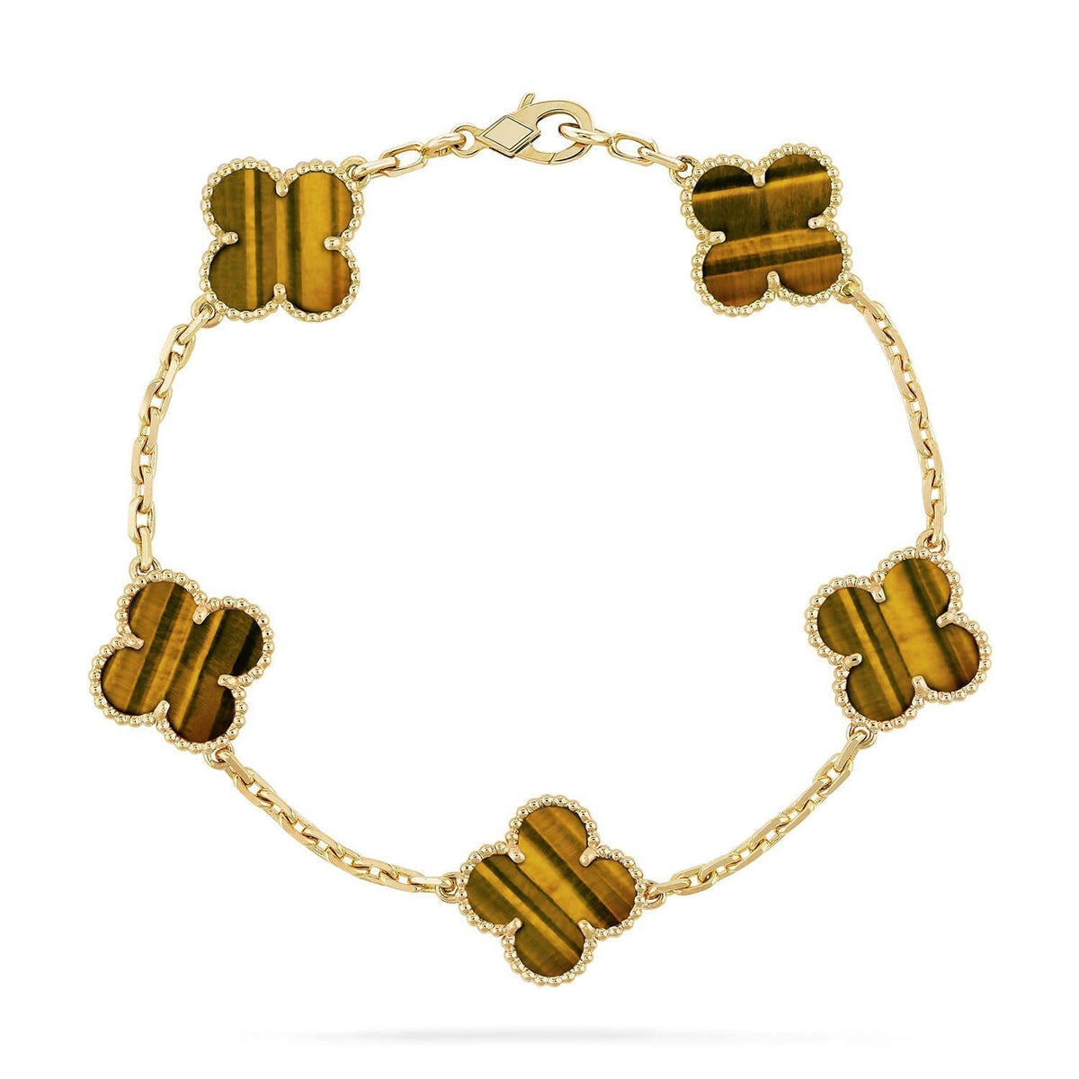 [⭐Miroze ]New  CLOVER 5 MOTIFS TIGER EYE BRACELET COLLECTION