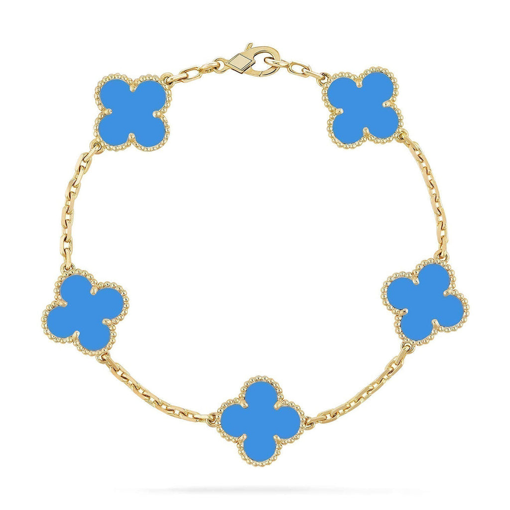 [⭐Miroze ]New CLOVER 5 MOTIF BLUE AGATE BRACELET COLLECTION
