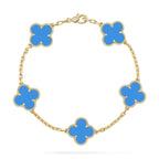 [⭐Miroze ]New CLOVER 5 MOTIF BLUE AGATE BRACELET COLLECTION