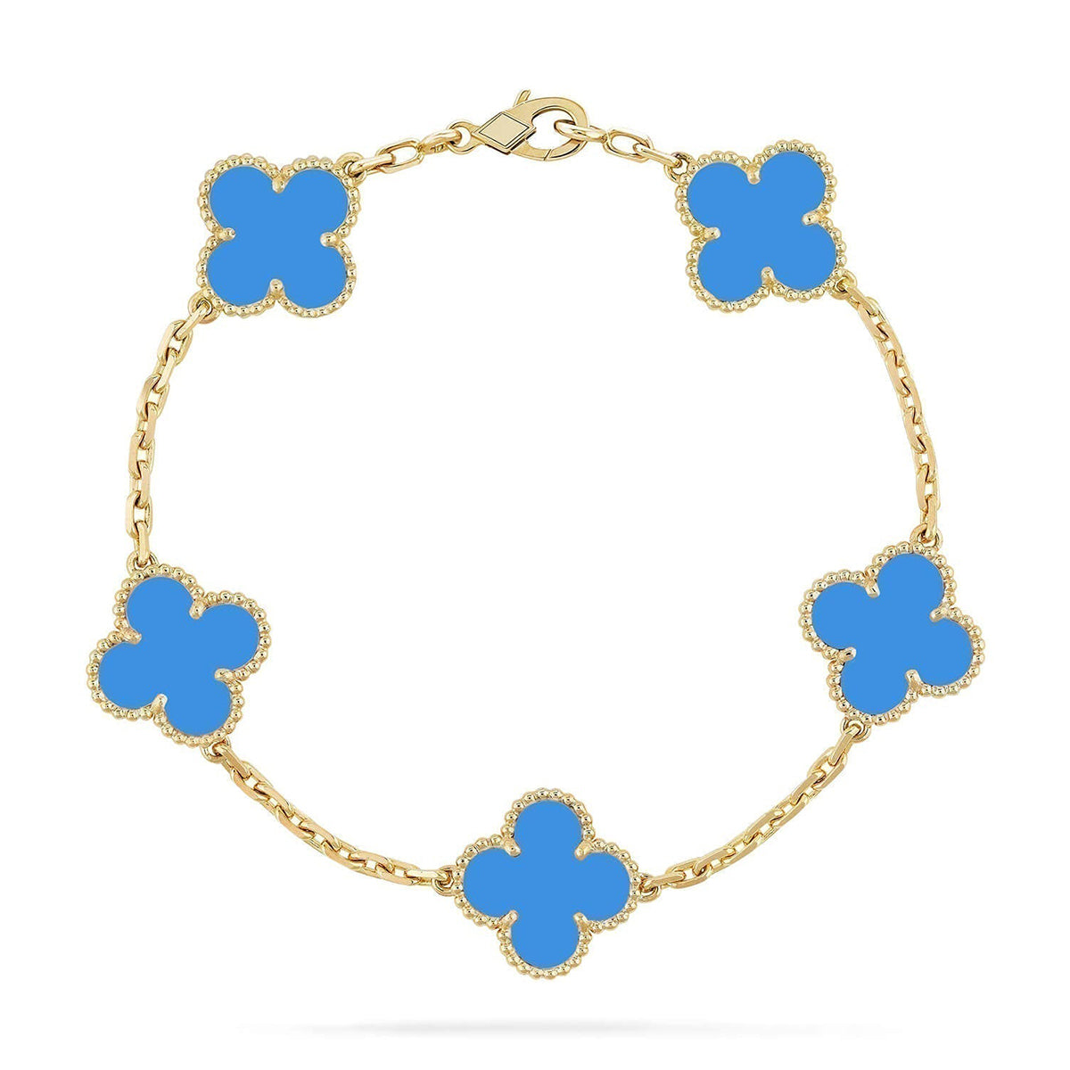 [⭐Miroze] CLOVER 5 MOTIF BLUE AGATE BRACELET COLLECTION