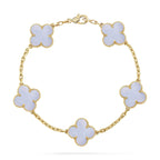 [⭐Miroze ]New  CLOVER 5 MOTIF PURPLE CHALCEDONY BRACELET COLLECTION