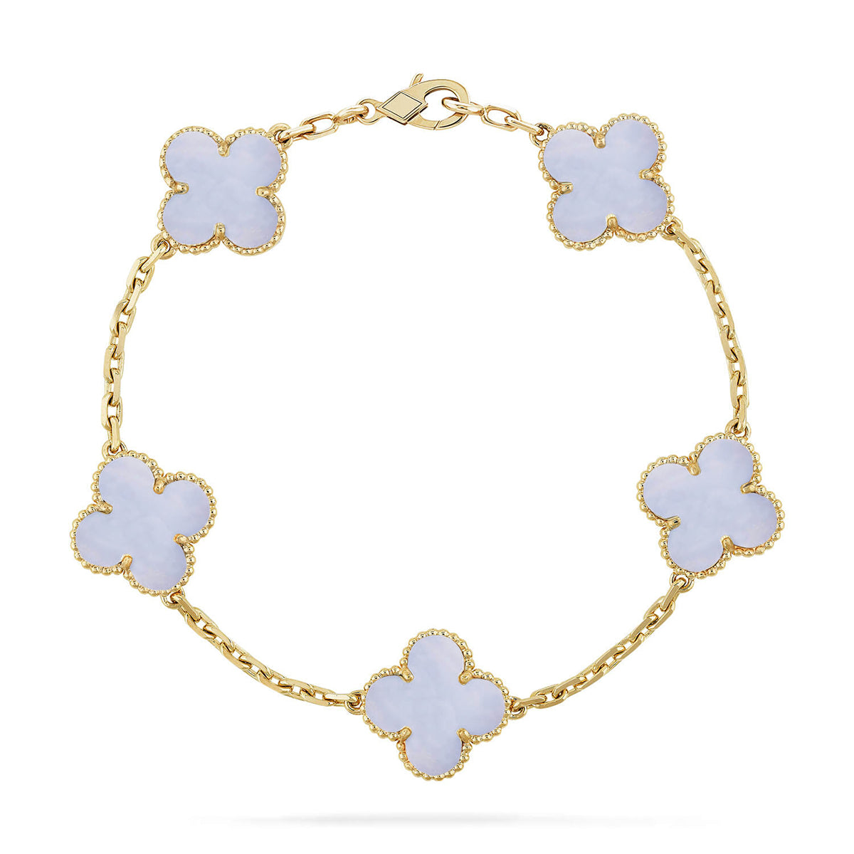 [⭐Miroze ]New  CLOVER 5 MOTIF PURPLE CHALCEDONY BRACELET COLLECTION