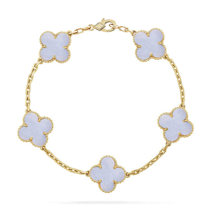 [⭐Miroze] CLOVER 5 MOTIF PURPLE CHALCEDONY BRACELET COLLECTION
