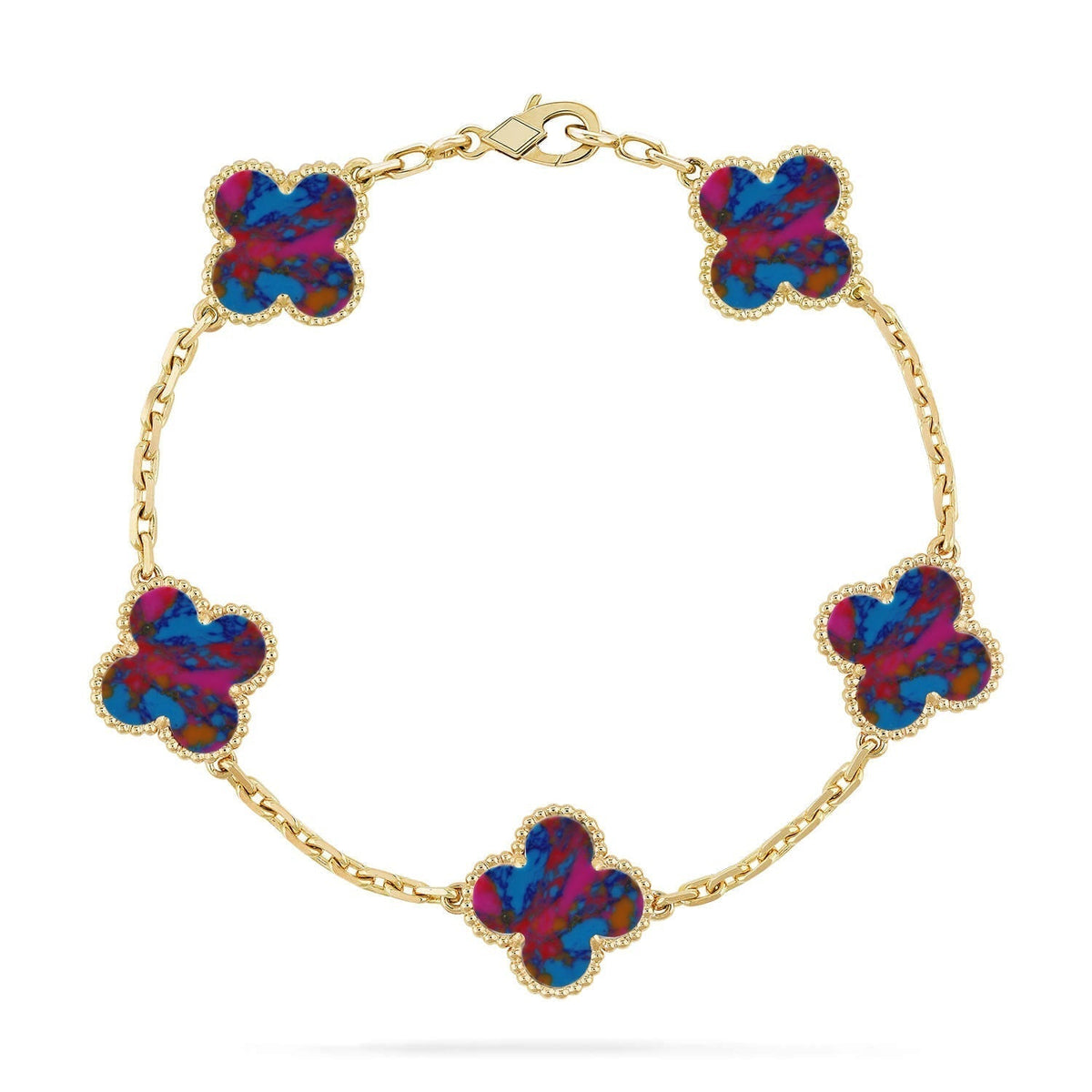[⭐Miroze ]New CLOVER 5 MOTIF COLOR GEMSTONES BRACELET COLLECTION