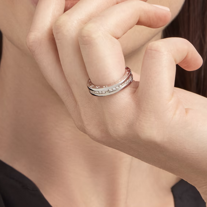 [⭐Miroze]ZERO 1 ONE-BAND PAVED DIAMONDS ON THE SPIRAL RING