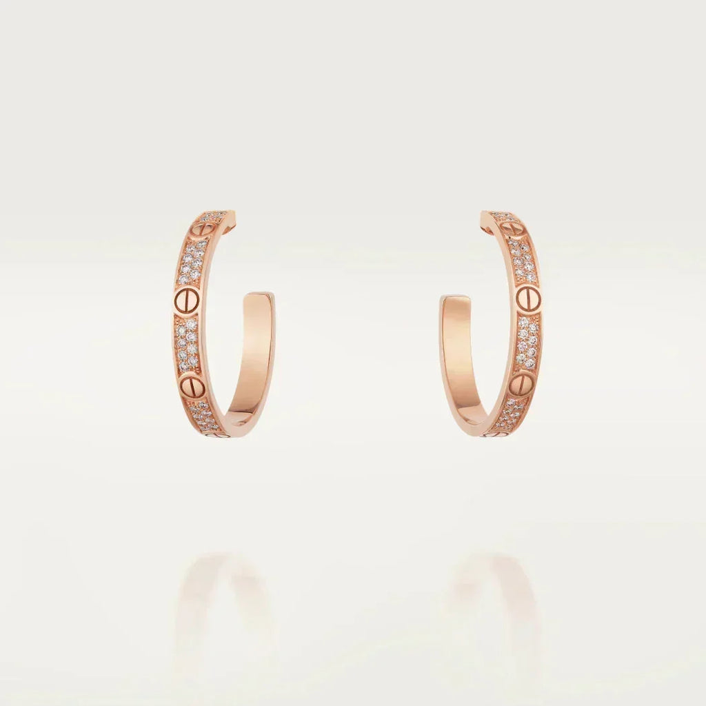 ⭐Miroze LOVE DIAMOND PINK GOLD HOOP EARRINGS