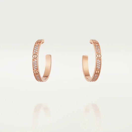 [⭐Miroze]LOVE DIAMOND PINK GOLD HOOP EARRINGS
