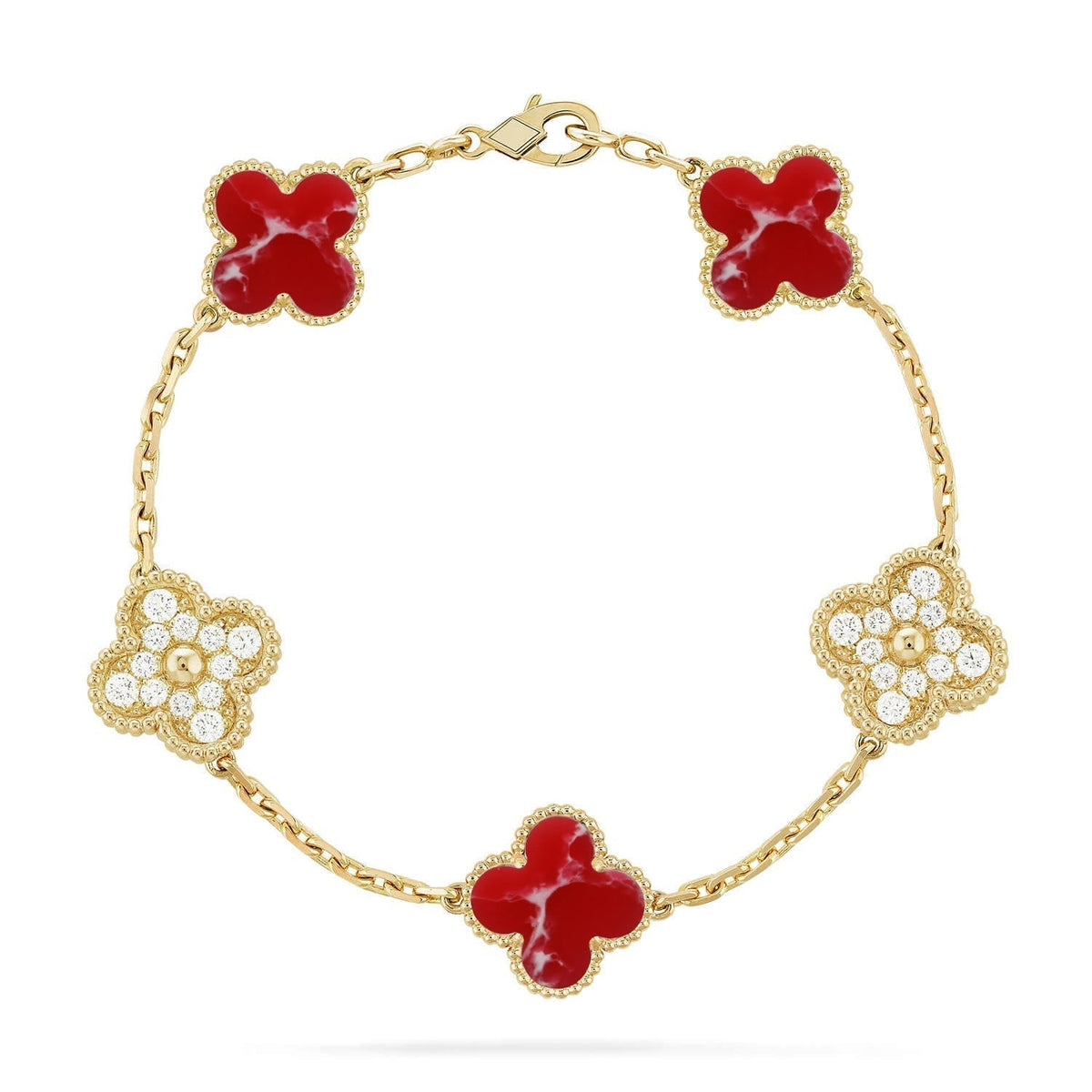 [⭐Miroze ]New CLOVER 5 MOTIF RED PATTERN BRACELET COLLECTION