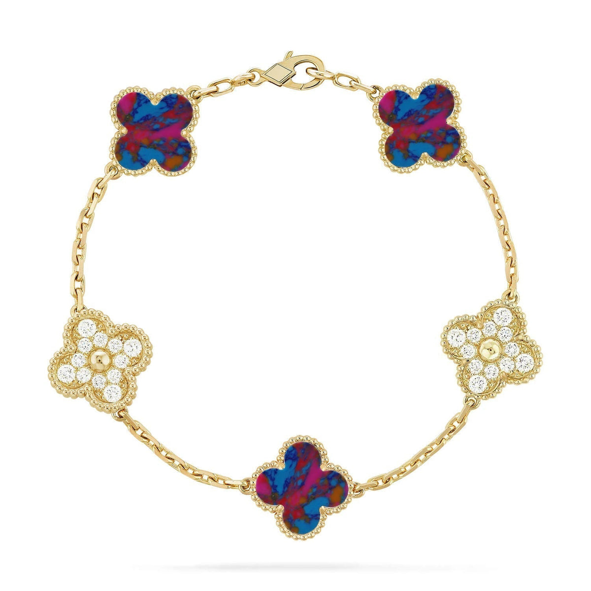 [⭐Miroze]CLOVER 5 MOTIF COLOR GEMSTONES BRACELET COLLECTION