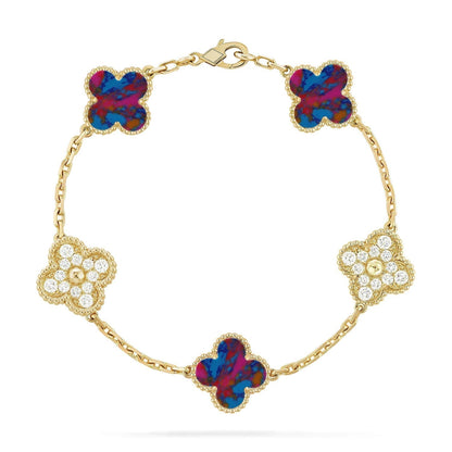 [⭐Miroze]CLOVER 5 MOTIF COLOR GEMSTONES BRACELET COLLECTION