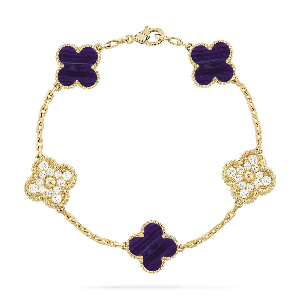 [⭐Miroze ]New CLOVER 5 MOTIF PURPLE STRIPES BRACELET COLLECTION