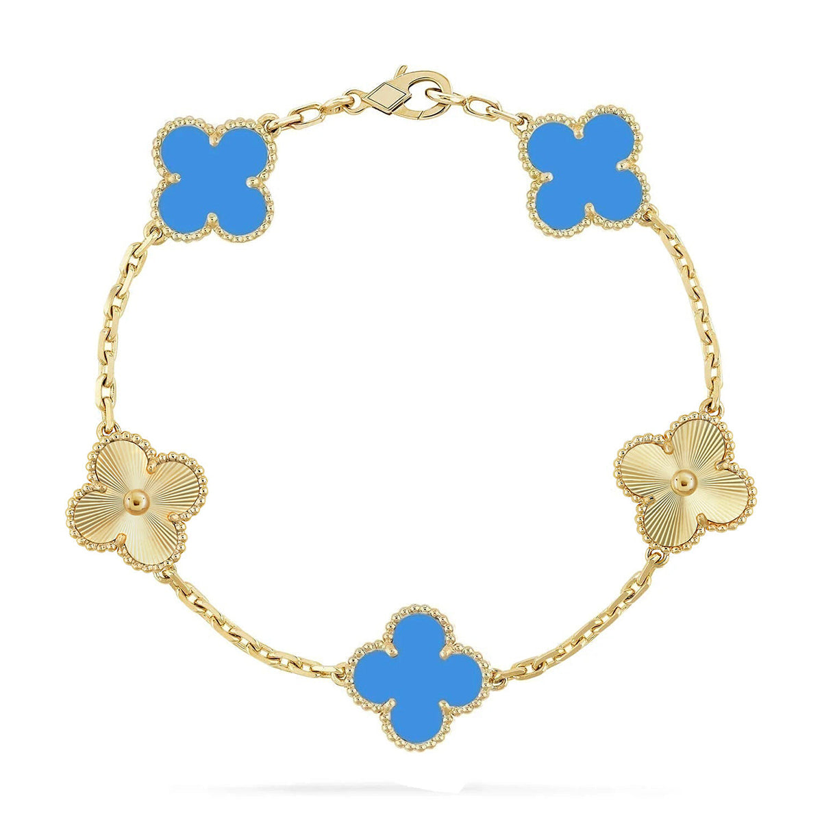 [⭐Miroze] CLOVER 5 MOTIF BLUE AGATE BRACELET COLLECTION