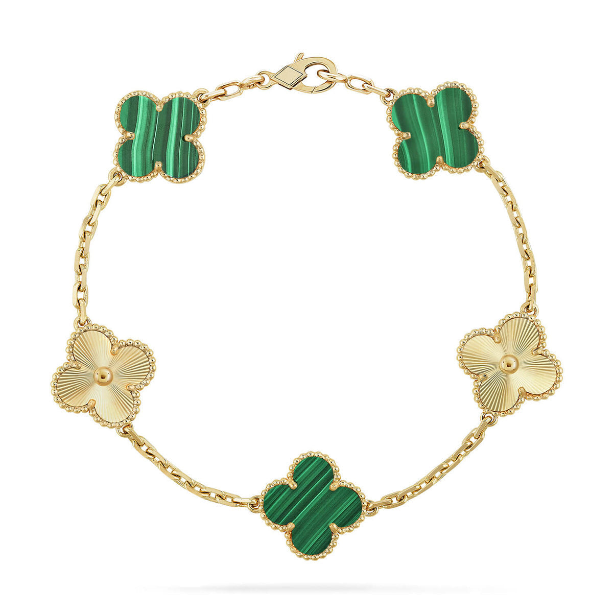 [⭐Miroze ]New  CLOVER 5 MOTIF MALACHITE BRACELET COLLECTION