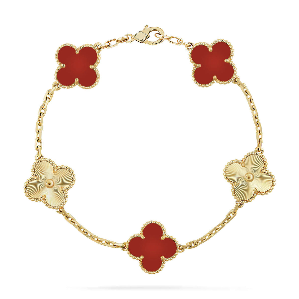 [⭐Miroze] CLOVER 5 MOTIF RED CORNELIAN BRACELET COLLECTION