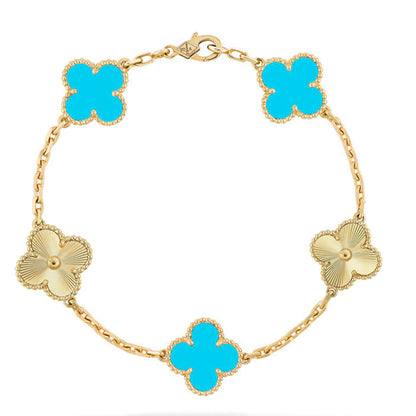 [⭐Miroze] CLOVER 5 MOTIF TURQUOISE BRACELET COLLECTION