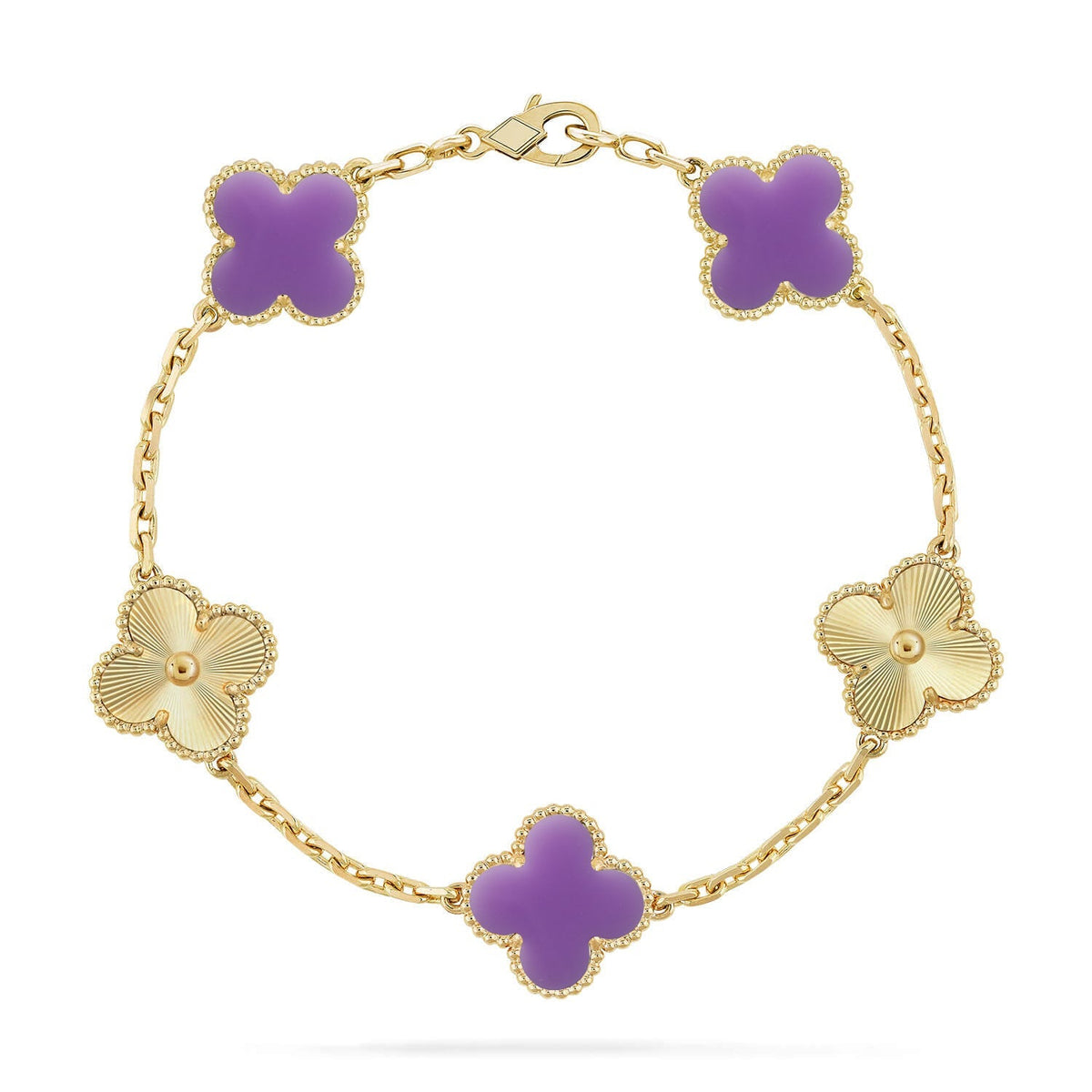 [⭐Miroze]CLOVER 5 MOTIF LIGHT PURPLE BRACELET COLLECTION
