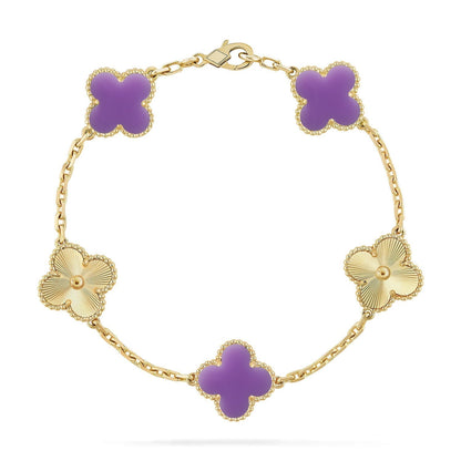 [⭐Miroze]CLOVER 5 MOTIF LIGHT PURPLE BRACELET COLLECTION