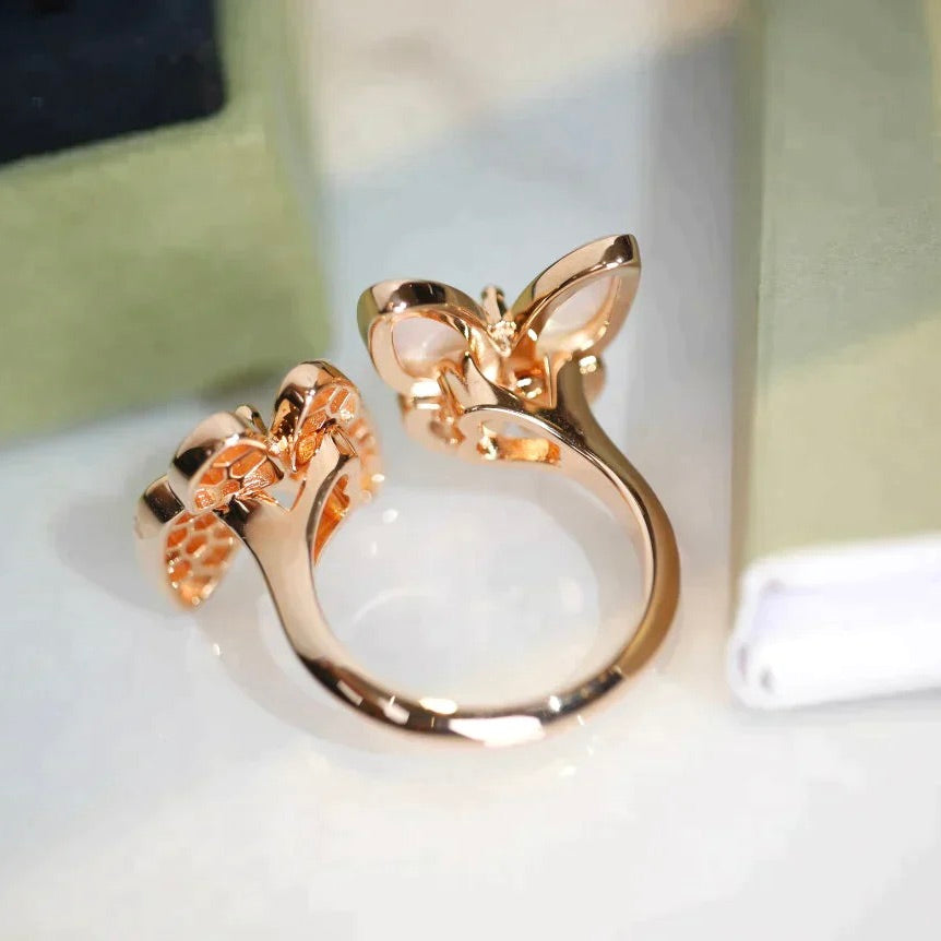[⭐Miroze]TWIN BUTTERFLY DIAMOND MOP RING