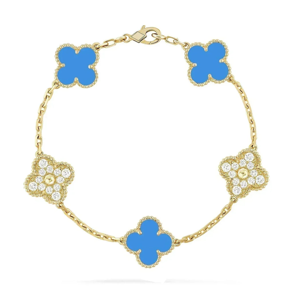 [⭐Miroze ]New CLOVER 5 MOTIF BLUE AGATE BRACELET COLLECTION